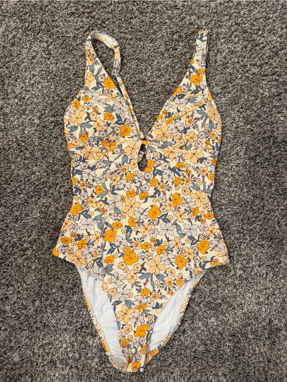 Cupshe Floral Textured One Piece Swimsuit Women’s Medium NWT Cutout Tie Back